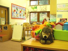 Creche area, with cuddly toys abound