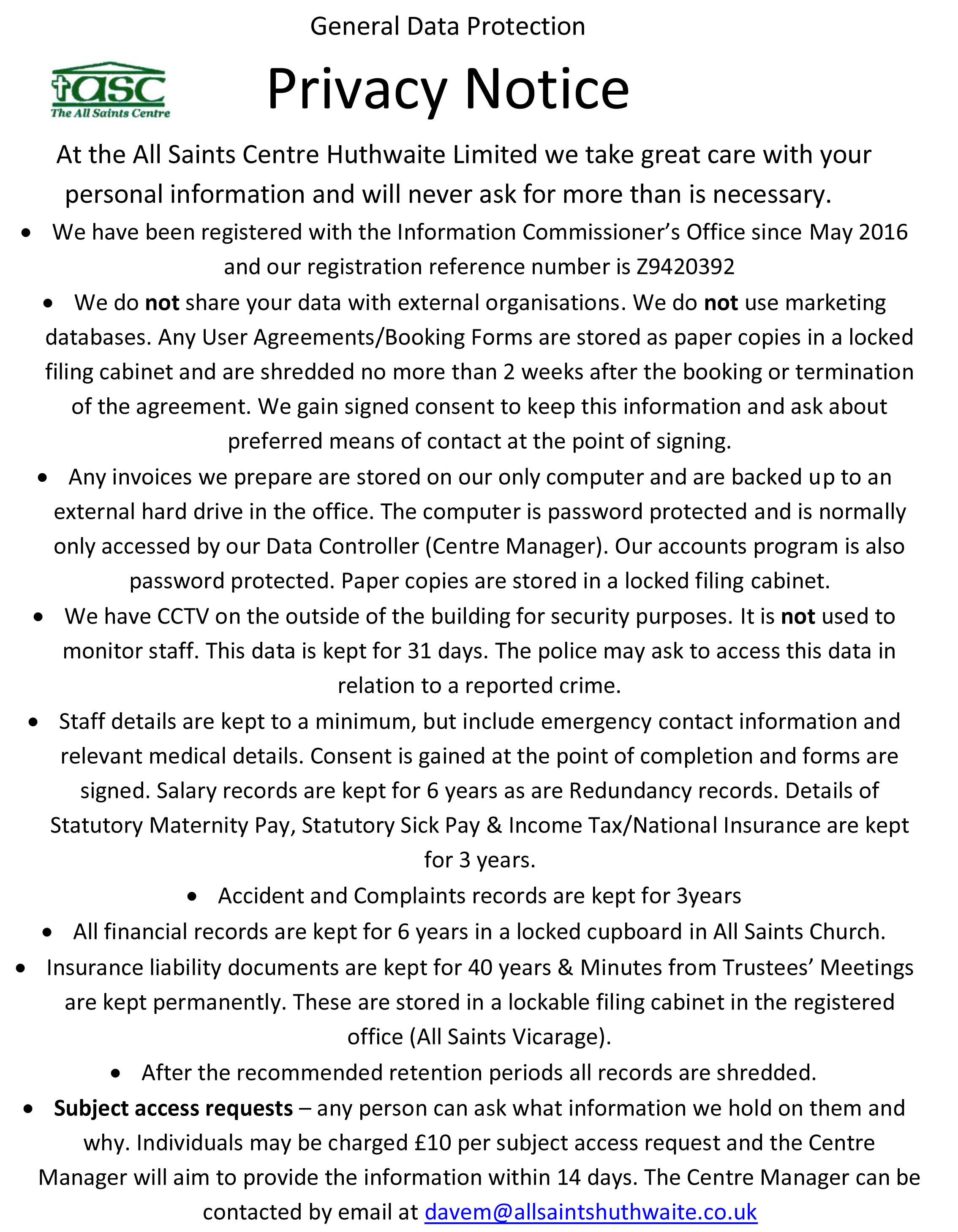 all-saints-centre-privacy-notice all-saints-centre-privacy-notice